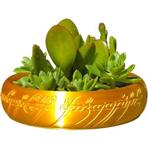 One Ring Succulent Planter Decor, One Ring Cacti & Bonsai Planter & Catchall, Unique Ring Jar - Gift for The Ring Fans, Inspired by for Ring Fans (Gold)