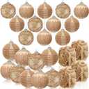 28 Pcs Burlap Christmas Ornaments Farmhouse Rustic Christmas Tree Ornaments Decoration Hanging Boho Ball Ornament Burlap Garland Ribbon for Xmas Holiday Party(Classic Style)