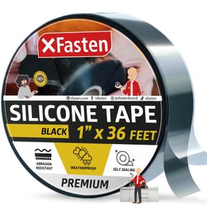 XFasten Self Fusing Silicone Tape Waterproof  1" x 36 Feet Black, Self Amalgamating Tape, Silicone Rubber for Plumbing, Sealing Pipes, Hose Repair, Outdoor Coax and Electrical Cables  Weatherproof