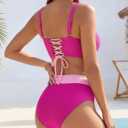 BMJL Womens Swimsuits Color Block Tummy Control Bathing Suit Textured Beach Vacation 2 Piece Swim Suits for Women 2026(S,Hot Pink)
