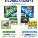 BenBen Spelling Games, 224 Flashcards, 208 Wood Letter Tiles, 1-4 Players, Learning Games for Kids 4-8, Educational Toys for Kindergarten 1st 2nd Grade, Preschool Classroom Must Haves