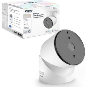 Feit Electric Smart Garage Door Camera, 2-Way Audio, Live Streaming, Human Motion Detection, 24/7 Recording, Infrared Night Vision, Remote Closure & Alerts, Alexa/Google Asst Compatible, CAM/GAR/WiFi (White)