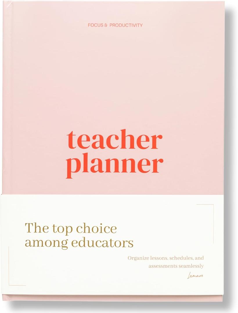 Lamare Teacher Planner 2025-2026 Academic Year  Undated Planner & Lesson Planner Book for Teachers with Class Schedule, Student Info & Weekly Planning (Pink)