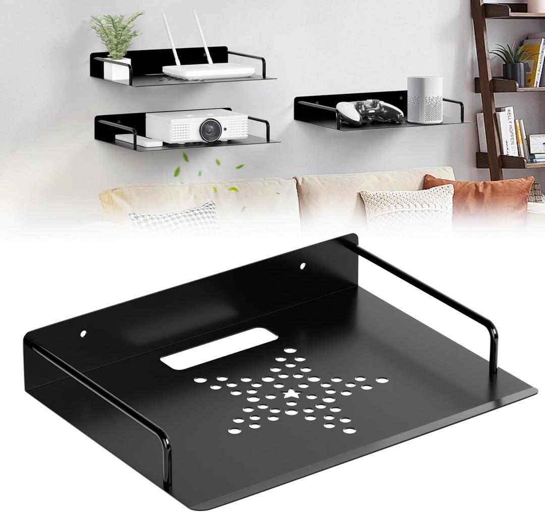 Projector Shelf,Floating Entertainment Center ShelvesDVD Player&Under Tv Wall Mount Shelf for Cable Box,WiFi Router,Tv Box,Game Console, Modem,Wall Mount Floating Shelf/Rack/Stand/Holder (28cm-1pc)