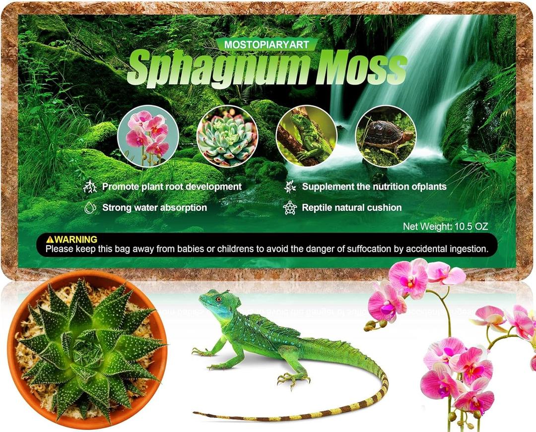 37QT Sphagnum Moss for Plants & Reptiles, 10.5OZ Natural Orchid Moss for Potting Mix & Terrariums