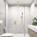 Brushed Gold Shower System Bathroom 16 Inch Rain Shower Head Ceiling Mount with Handheld Luxury High Pressure Shower Combo Set Shower Faucet Rough-in Valve Body and Trim Kit