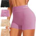 MIOTAN Boy Shorts Underwear for Women High Waisted Panties Cotton Boxer Briefs Full Coverage 4 Pack XL