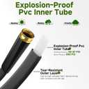 Garden Hose 50 FT, Non-Expanding Lightweight High-Pressure Water Hose with 10 Spray Nozzle, Portable No Kink Flexible Garden Hoses Pipe for Outdoor, Lawn, Yard, Car, House(500 PSI Max, 3/4" GHT)