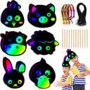 UgyDuky 60PCS Farm Animal Scratch Bookmarks, Rainbow Scratch Art, DIY Rainbow Paper Cards Craft Kit Birthday Decorations, Pet Magic Art Project Party Favors