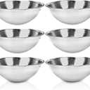 Stainless Steel Mixing Bowls 6 Quart Flat Base Metal Prep Bowls Cooking Baking Serving for Home and Commercial Kitchens Professional Chef With Non Slip Silicone Mat