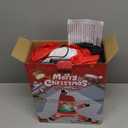 JOYHALO 6FT Christmas Inflatables Hanging Santa Claus Decorations Outside, Santa Hanging from Roof with Gift Bag, Build-in LED Lights, Blow Up Yard Decorations for Indoor, Lawn, Party Decor