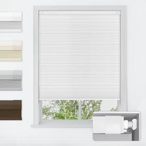 LazBlinds No Tools No Drill Cordless Cellular Shades, Blackout Light Blocking Honeycomb Shades for Home, Thermal Insulation Blinds for Windows, 34" W x 64" H, White