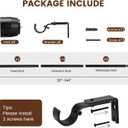 Matte Black Curtain Rod Itself is 30-144 inch 2 Pack, Fit 30 to 142, 66 to 120 inch Windows with 1 Inch Diameter Heavy Duty Adjustable Telescopic Rod, 1 Inch Diameter Splicing Extra Long