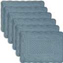 Light Blue 100% Cotton Quilted Placemats Set of 6, Rectangular Placemats Machine Washable-13x18 inches for Kitchen or Dining Table Fabric Rectangular Table Mats (13"x18")