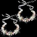 2 Pcs Flower Girl Headpiece Rhinestone Crystal Wedding Headband Bridal Flower Headband for Girls Baby Hair (Pink)