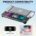 PAWDIARY Soft TPU Switch 2 Protective Case, Clear Cover Skin for Switch 2 2025 Console & Comfort Grip Switch 2 Controller Shell, Transparent Checkered Design New Switch 2025 Accessories