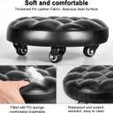 FLOLXNB Low Height Rolling Stool with 360Swivel Caster, Low Roller Seat Chair, PU Leather Rolling Stool Heavy-Duty and Sturdy, Movable Mini Stools for Home Office Garage Shop Fitness Sport