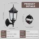 Photocell-Controlled Outdoor Wall Light Die-Cast Aluminum & Glass Water-Resistant Exterior Fixture, Wet Location Rated, E26 Base (60W Max) for Porch, Garage, GardenBlack