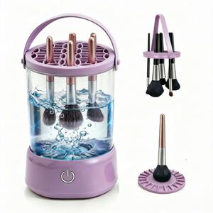 Makeup Brush Cleaner - 9000 RPM Electric Makeup Brush Cleaning Machine, IP65 Portable Make up Brush Cleaner for Makeup Sponges and Brushes (Purple) (Purple)