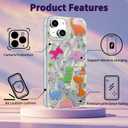 Compatible with iPhone 15 Case,with [Soft Slim][Camera Protection] Cute Kawaii Shiny Aesthetic Phone Cover Anti-Yellowing Shockproof Protective Cover for Women Girl-Dinosaurs