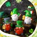 Wenqik 4 Pcs St Patricks Day Gnomes Decor Resin Lucky Leprechaun Shamrock Gnome Figurines Swedish Tomte Gnomes Irish Decor Tiered Tray Collectible Tabletop Decorations for Home Kitchen Office