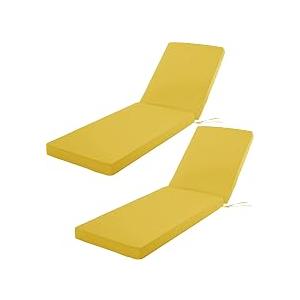 Comcaver Chaise Lounge Cushions Outdoor Set of 2, 72x21x3 Inch, Yellow
