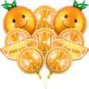 Gejoy 10 Pieces Orange Slice Fruit Balloons Cutie Aluminum Foil Balloons Jumbo Birthday Tangerine Decorations for Summer Citrus Orange Themed Birthday Party Decor Supplies