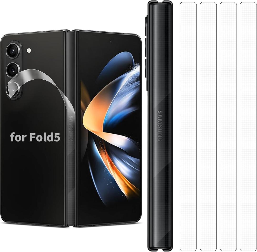 4 Pack for Samsung Galaxy Z Fold 5 Hinge Protector Skin Wrap Phone Cover Film Sticker Carbon Fiber 3M Flexible PVC Vinyl Thin Decal Protective Film for Side Border HD Clear