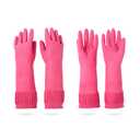 Mamison 2 Pairs Reusable Waterproof Household Dishwashing Cleaning Rubber Gloves, Non-Slip Kitchen Glove (Pink, Medium (Pack of 2))