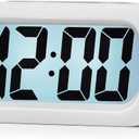 Plumeet Kids Alarm Clock Large Digital LCD Travel Alarm Clocks with Snooze and Night Light - Ascending Sound and Handheld Size - Best Gift for Kids (White)