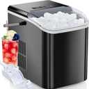 OLIXIS Portable Countertop Ice Machine Maker with Handle, Bullet Ice, 9 Cubes in 6 Mins, 26.5lbs/24Hrs, Self-Cleaning, Black
