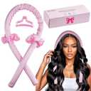 3 x Heatless Curler Set,Heatless Silk Curls for Long Hair,No Heat Large Rollers Overnight,Rubber Curling Rods (Pink1)