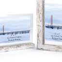 Lavezee 5x7 Picture Frames Set of 2, Double Sided Frame with Distressed White L Shaped Horizontal Vertical Holder Stand for 5 by 7 Photo Art, Desktop or Tabletop Decor