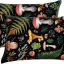 GABraden Microfiber Pillow Cases 2PCS, Floral Print Pattern Pillow Cover Set with Hidden Zipper, Lightweight and Breathable, Comfortable Fabric, Standard Size 20"X 26" Pillow case(Mushroom)