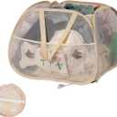 Collapsible Laundry Basket, 90L Foldable Pop-up Laundry Hamper with Handles, Square Mesh Dirty Clothes Hamper for Laundry, Bathroom, Kids Room, Dorm,Travel or Camping (Beige)