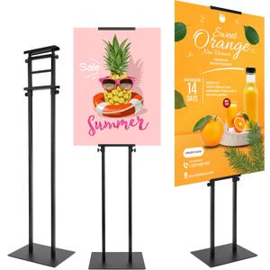 Poster Holder for Display, Adjustable Pedestal Sign Stand Up to 78 Inches, Double Sided for Board & Foam, Sign Holder Stand with Non-Slip Mat Base for Wedding, Restaurant or Business (Black)