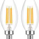 E14 Base LED Filament Candle Shape Light Bulb,E14 European Base Bulb,Warm White 2700K 400LM 40W Equivalent,C35 Clear Glass Torpedo Shape Bullet Top,No-Dimmable (2-Pack)