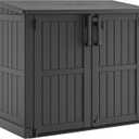 LHBcraft 36 Cu Ft Outdoor Storage Cabinet, Horizontal Resin Storage Shed Box for Backyards, Patios, Portable Waterproof Outdoor Storage Box with Lockable Doors