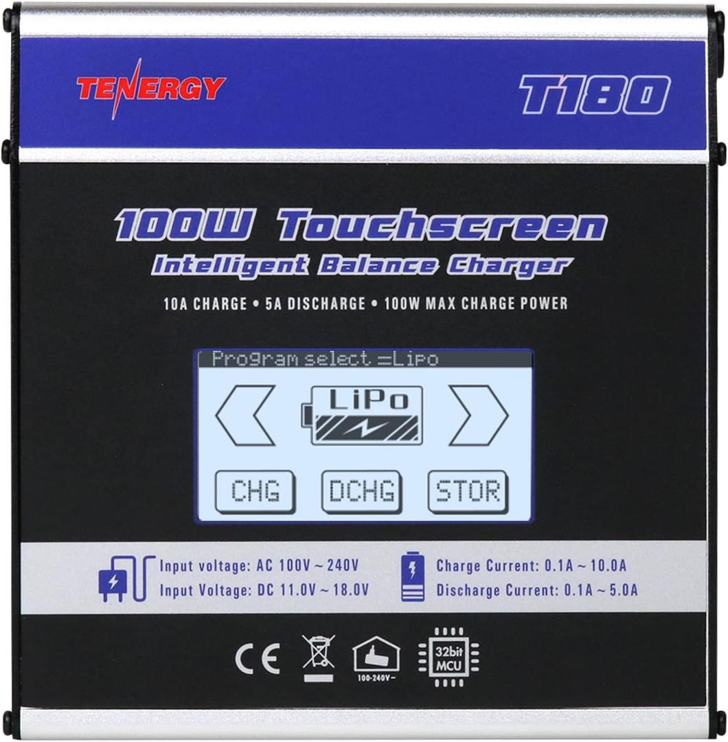 Tenergy T180 100W Balance Charger Discharger, Touch Screen RC Battery Charger