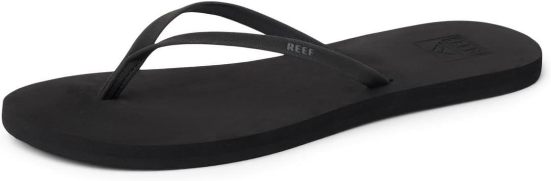 Reef Bliss Nights Womens Flip Flop, Super Lightweight and Soft Footbed, Thin Strap Beach Sandal, Black, 8