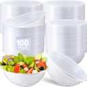 100 Pack 32oz White Disposable Plastic Bowls Plastic Salad Bowls Large Stackable Serving Soup Dinnerware for Birthdays, Weddings, Parties, Festivals