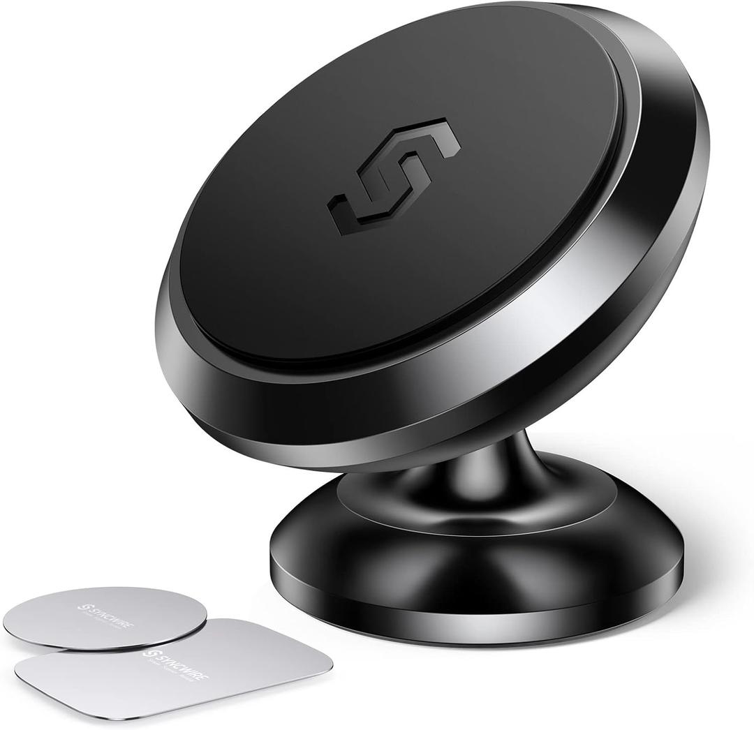 SYNCWIRE Magnetic Car Phone Holder for Dashboard, Cell Phone Car Kits, 360 Adjustable Magnet Cell Phone Mount Compatible with iPhone, Samsung, LG, GPS, Mini Tablet and More (Black)