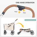 X6 Pet Stroller, Dual-Side Entry for Medium Large Dogs & Cats, 180 Detachable Canopy, All-Terrain Wheels, Shock Absorption, One-Hand Fold, Supports Up to 70 Lbs, Beige