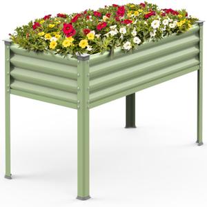 Raised Garden Bed with Legs, 48x24x32in Reinforced Elevated Metal Raised Planter Box Outdoor, Standing Growing Bed Herb Planter - for Gardening, Vegetables, Flower, Backyard (Avocado Green)