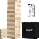 Outdoor Games Large Tower Stacking Game, 54 Wooden Blocks, Stack Up to 4 Ft Tall, Includes Carry Bag and Scoreboard, Backyard and Beach Lawn Yard Fun for Adults and Family (Natural)