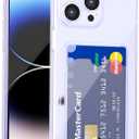 for iPhone 14 Pro Case Wallet, Purse for Women Men Thin Slim Clear Phone Case with Card Holder Credit Card Slot, Transparent Soft TPU Silicone Cover with Camera Cover Protection, Purple Lilac