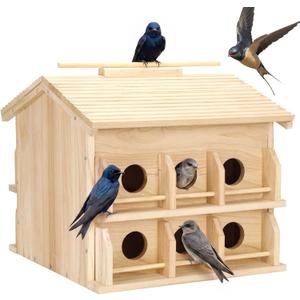 Purple Martin Bird House, Large 12-Room Wooden Birdhouse for Outdoors