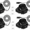 4-Pack Inflatable Fan Replacement, 1.0A Air Fan Blower with 1.25A Adapter and 3 LEDs Bulbs Light Strings for Halloween, Thanksgiving and Christmas Inflatables (IP68 Waterproof, 5.0 * 5.0'')