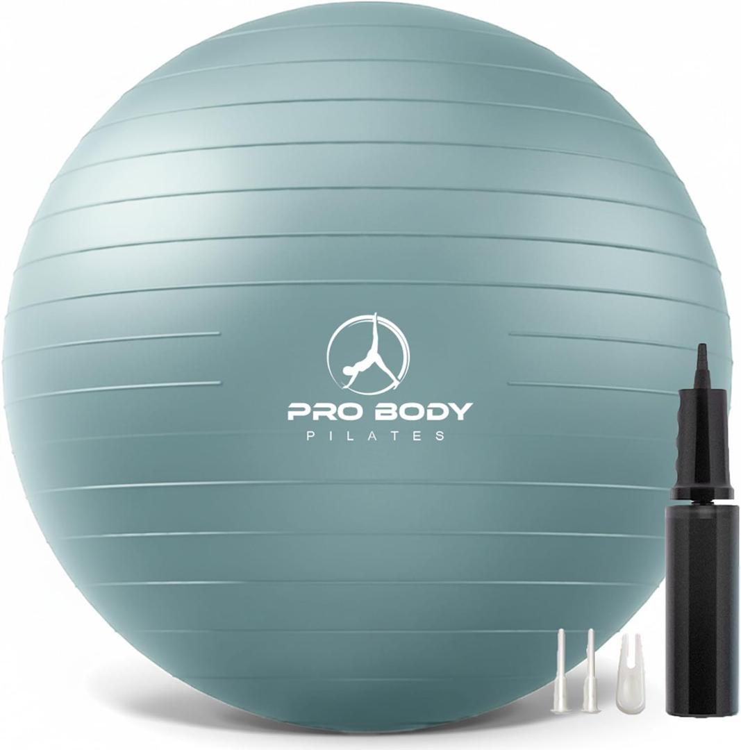 ProBody Pilates Yoga Ball - Exercise Balls, Various Sizes, for Stability, Pregnancy, Workout & Physical Therapy (L: 23-26" (65 cm), Mist)