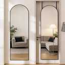 DUMOS 47"x14" Full Length Door Mirror, Arched Full Body Mirror, Black